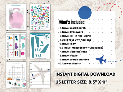 Travel activity kit contents overview printable.
