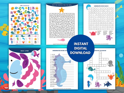 Under the Sea Activity Kit for Kids featuring screen-free ocean-themed printables.