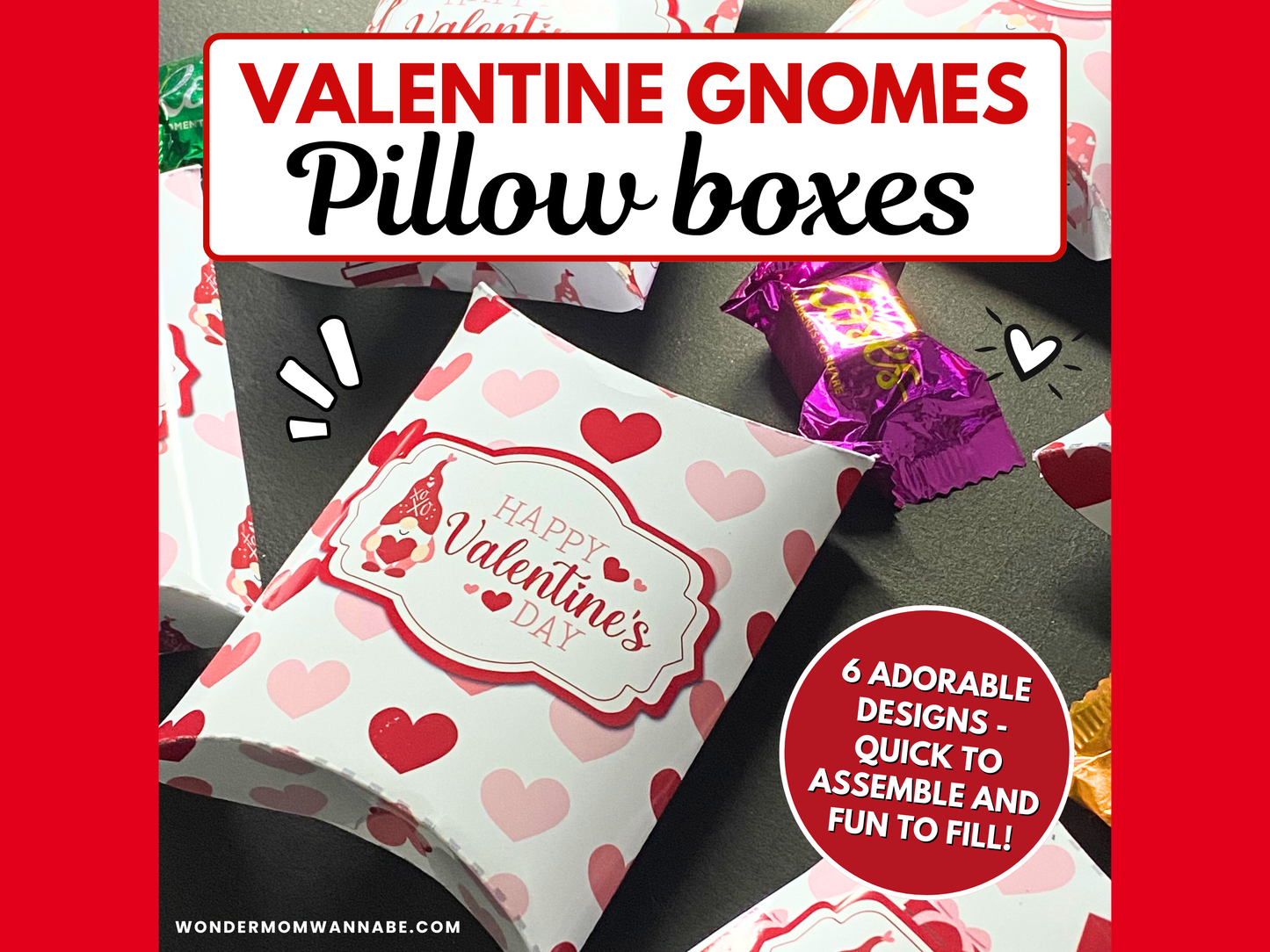 Valentine Gnomes Pillow Boxes