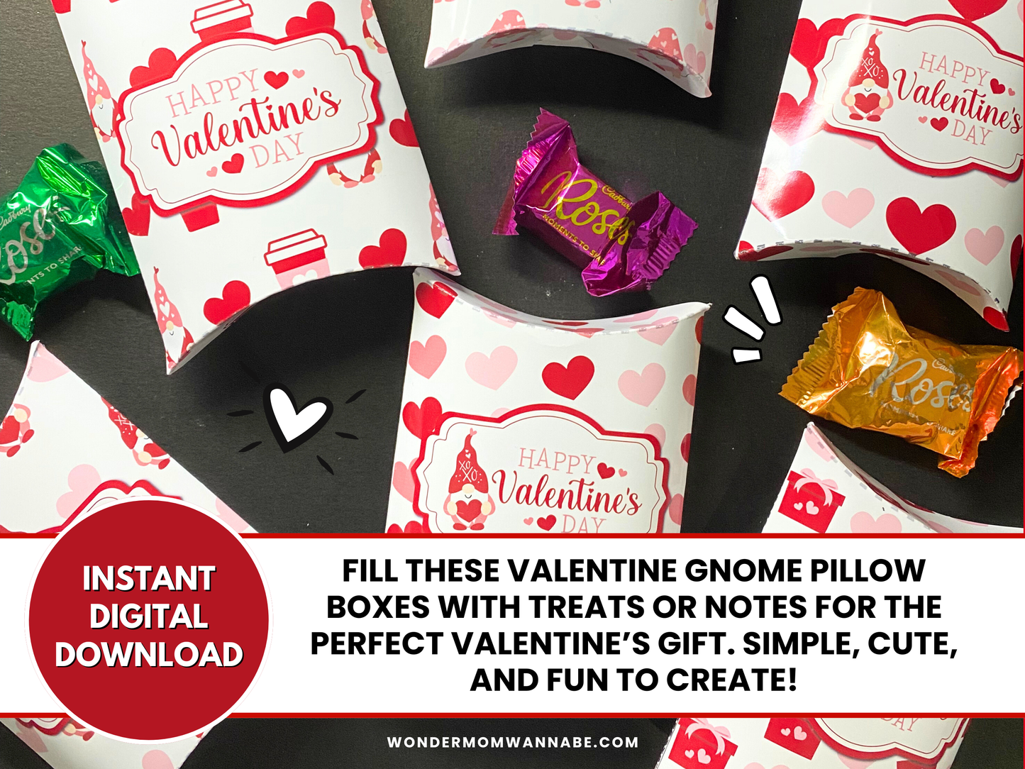 Valentine Gnomes Pillow Boxes