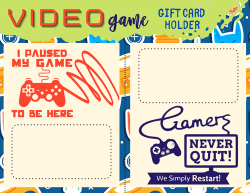 Printable Video Game Gift Card Holder for gifting game by Wondermom Printables.