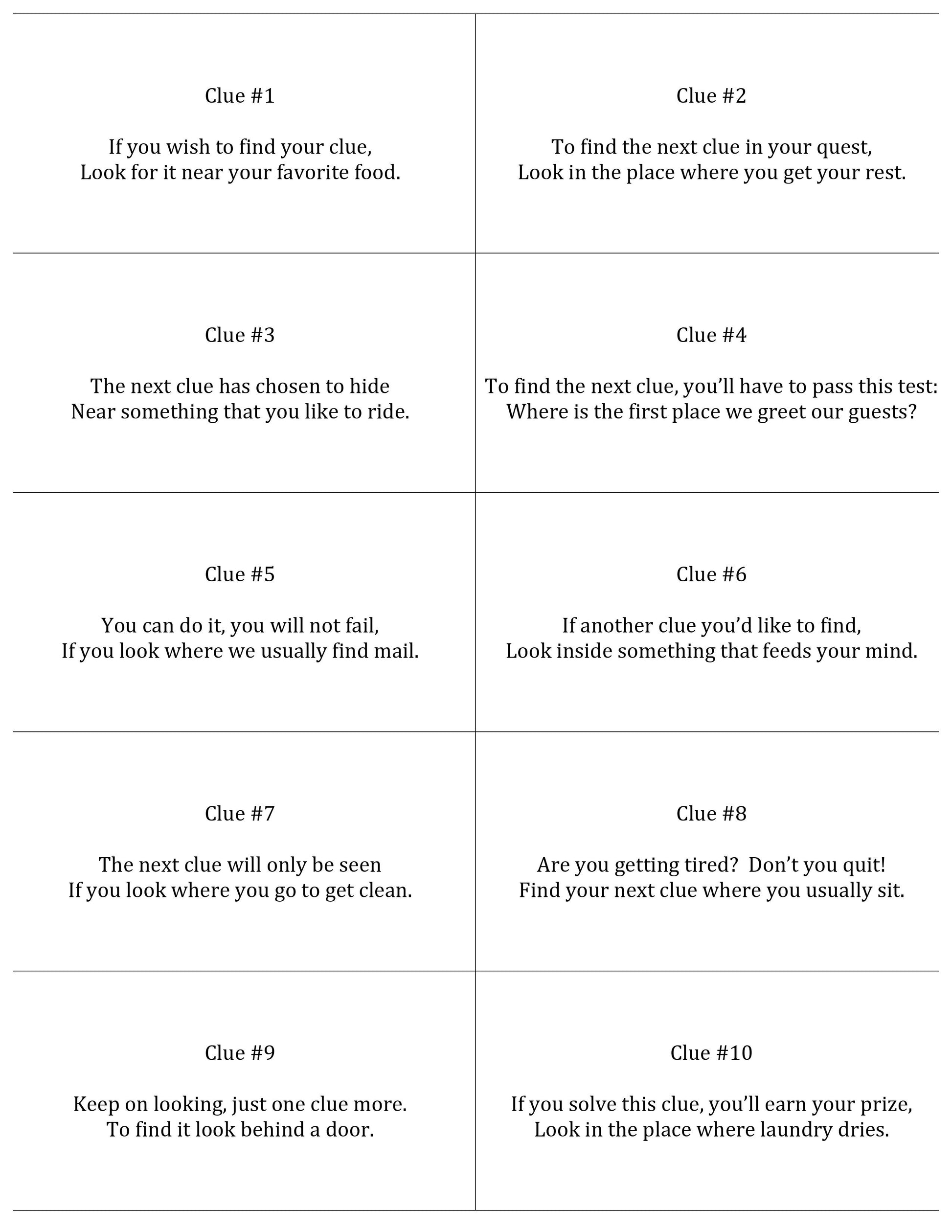 A VIP Vault Basic Treasure Hunt worksheet with a list of words to use in a class.