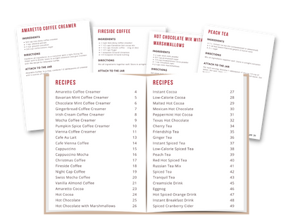 A Drink Mix Gifts in a Jar Digital Cookbook with Printable Gift Tags by Wondermom Wannabe for homemade drink mixes recipes.