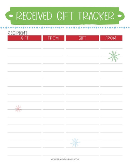 Wondermom Shop's The Most Wonderful Time of the Year Christmas Planner, a Christmas gift tracker and holiday prep printable.