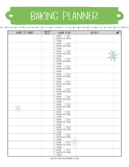 A printable The Most Wonderful Time of the Year Christmas Planner with a green background for holiday prep and menu planning from Wondermom Shop.