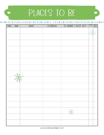 A printable The Most Wonderful Time of the Year Christmas Planner sheet for holiday prep and menu planning from Wondermom Shop.