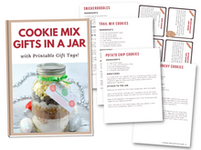Load image into Gallery viewer, Printable gift tags for Wondermom Wannabe&#39;s Cookie Mix Gifts in a Jar Digital Cookbook.
