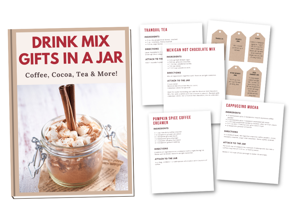 Drink Mix Gifts in a Jar Digital Cookbook with Printable Gift Tags