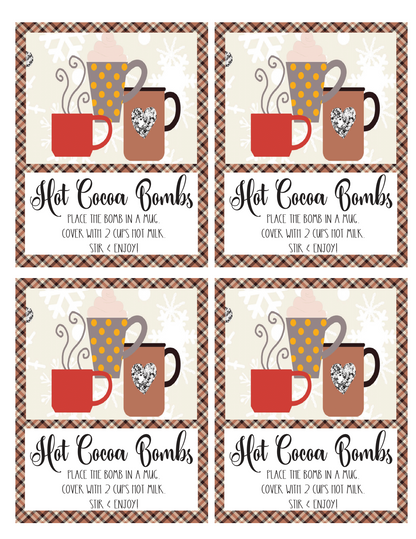 The Hot Cocoa Bombs Recipe Book by Wondermom Wannabe features illustrated mugs and step-by-step instructions—perfect for festive gift tags or sharing your favorite hot cocoa bomb recipes.