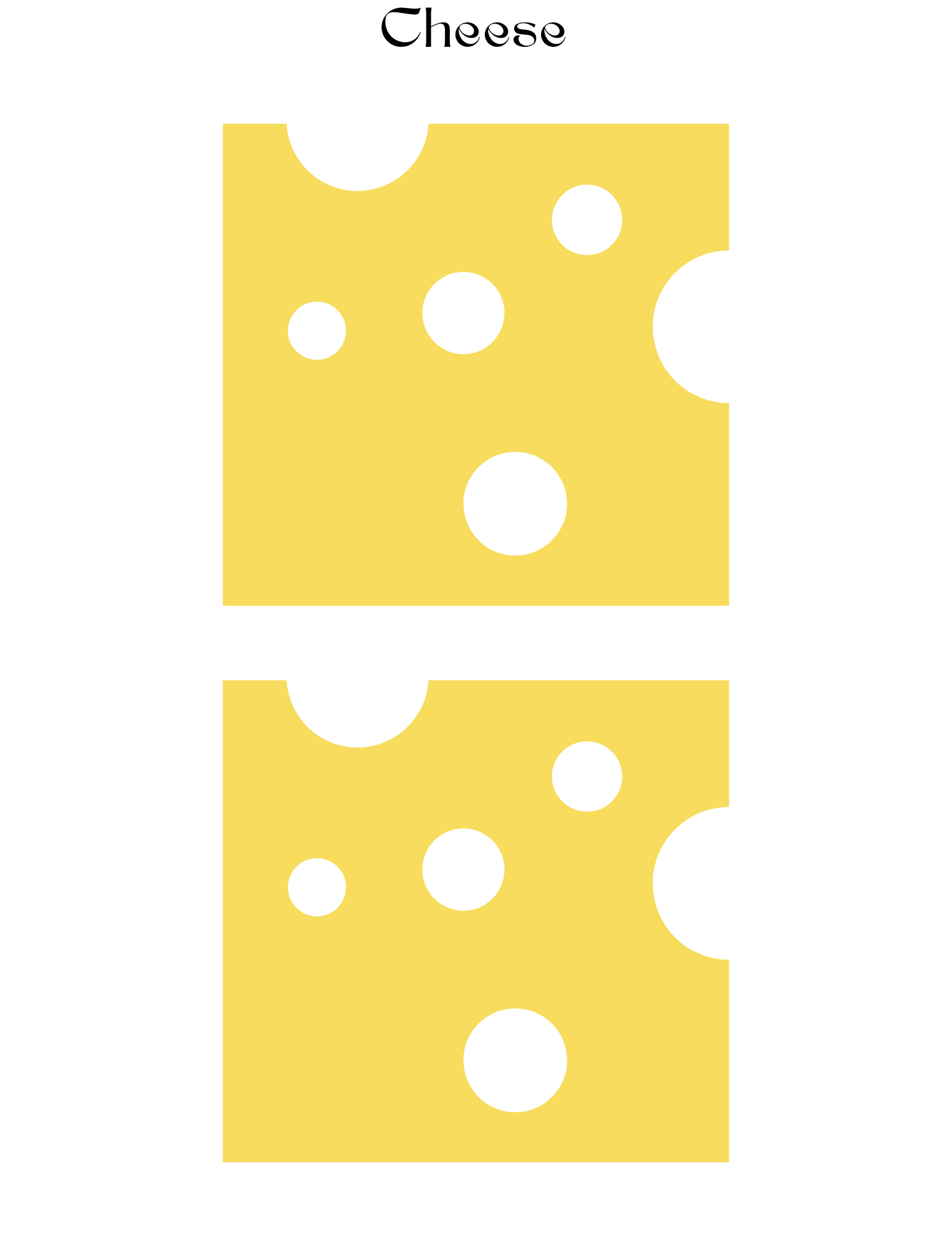 Two identical square slices of cheese with various sized holes against a white background, labeled "Burger Joint Pretend Play Kit" at the top—perfect for aspiring chefs to imagine their culinary creations from Wondermom Shop.
