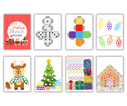 A collage of Wondermom Shop's Christmas Kids Activities Bundle featuring printable activities and board games for children.