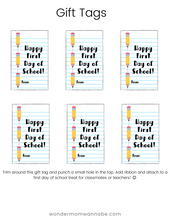Load image into Gallery viewer, Happy Wondermom Shop Back to School Kit gift tags.
