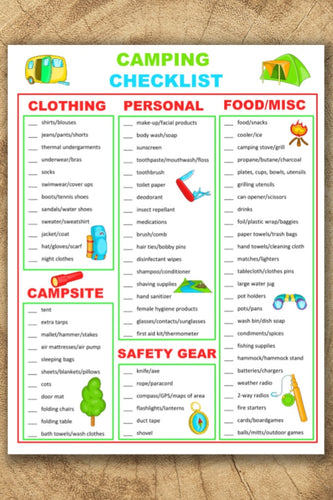 VIP Vault's Camping Checklist To Keep You Organized.