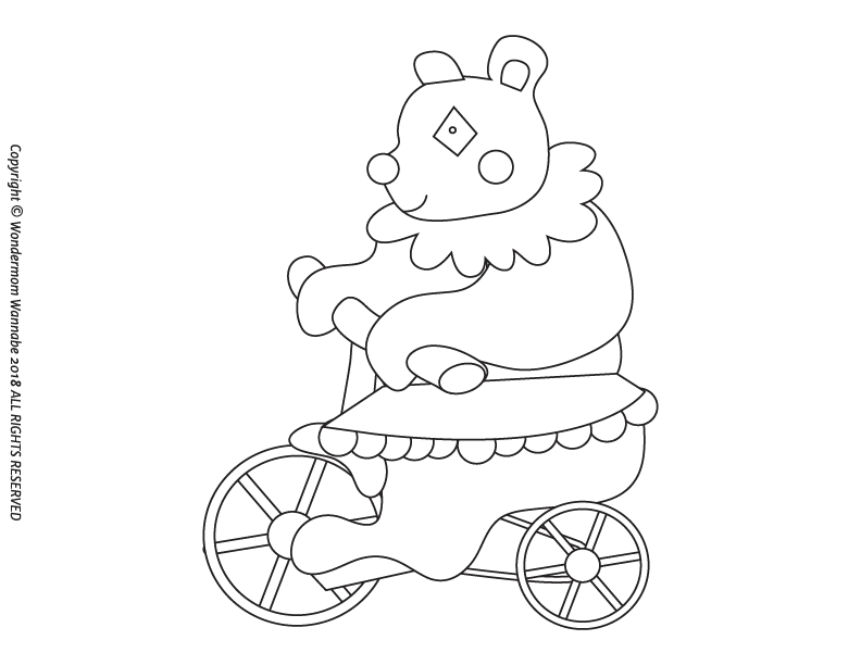 Featuring a whimsical bear clown on a tricycle, this illustration is perfect for your Kids Carnival Games or the Wondermom Shop's Carnival Activity Kit for Kids.