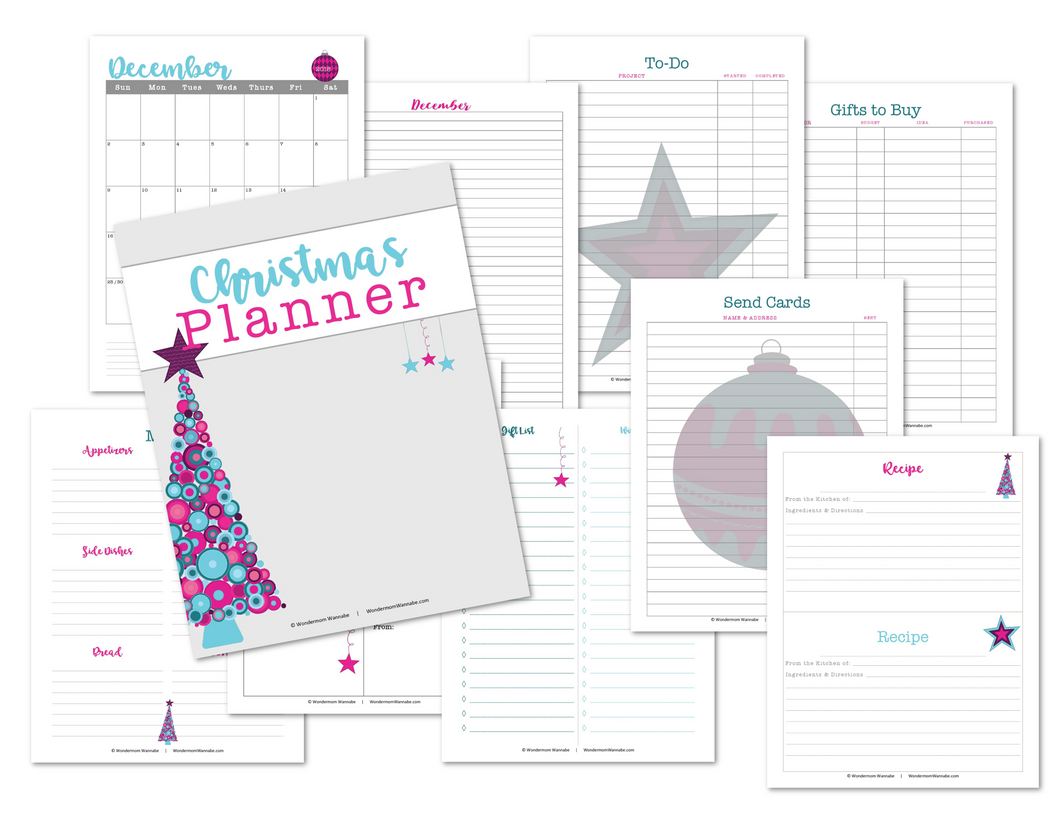 Printable Christmas Planner - Purple and Teal