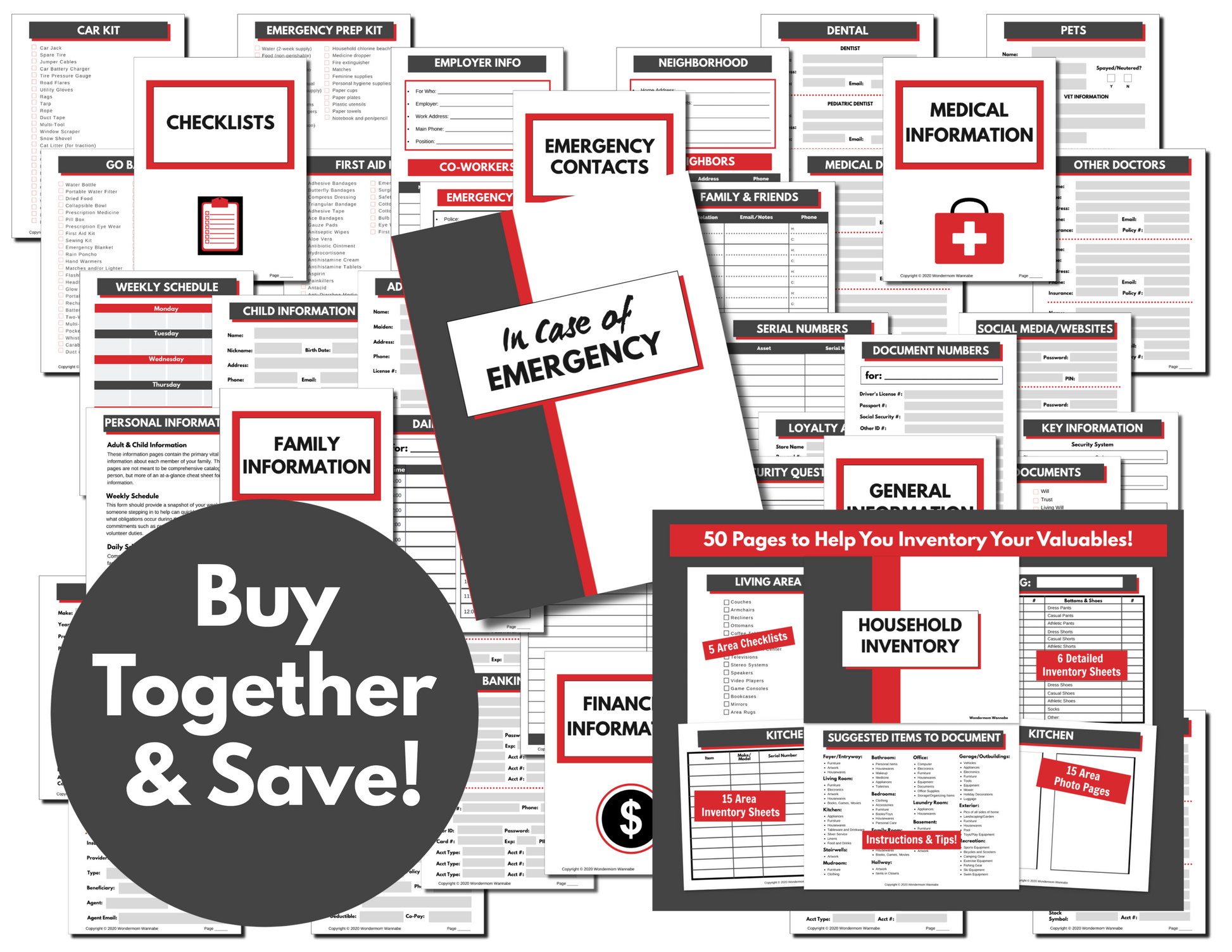 A bundle of Wondermom Shop's Emergency Preparedness Bundle where you can "save big" by purchasing them together.