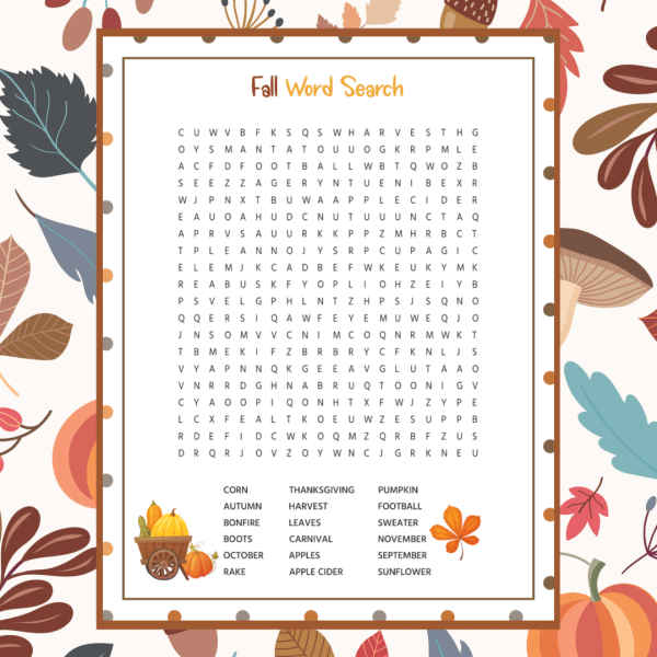 Fall Word Search – Wondermom Shop