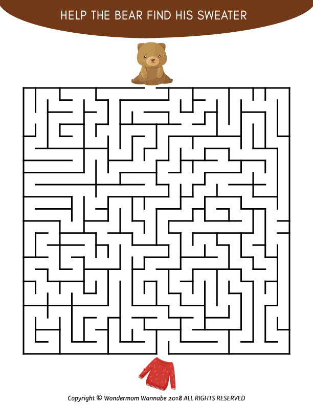 Help kids find Wondermom Shop's Fall Activity Kit for Kids in a fall activity maze with a printable kit.