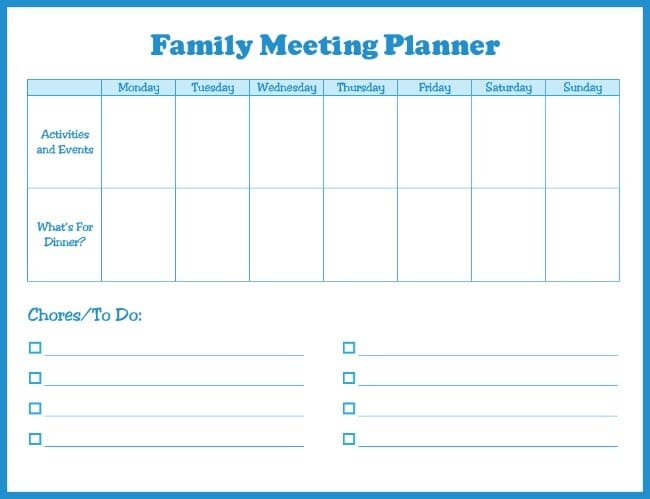 VIP Vault Family Meeting Planner template.