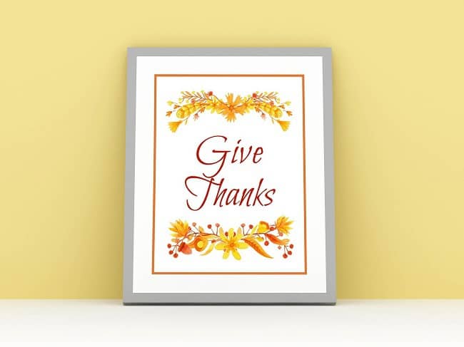 Give Thanks Printable Sign