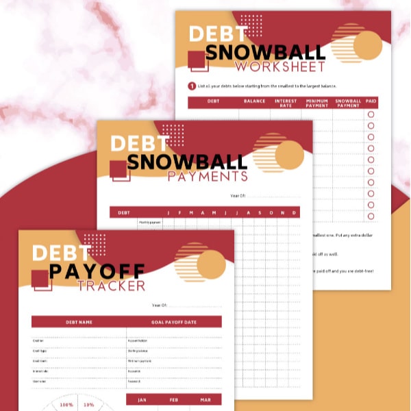 VIP Vault's Debt Snowball Worksheet printables.