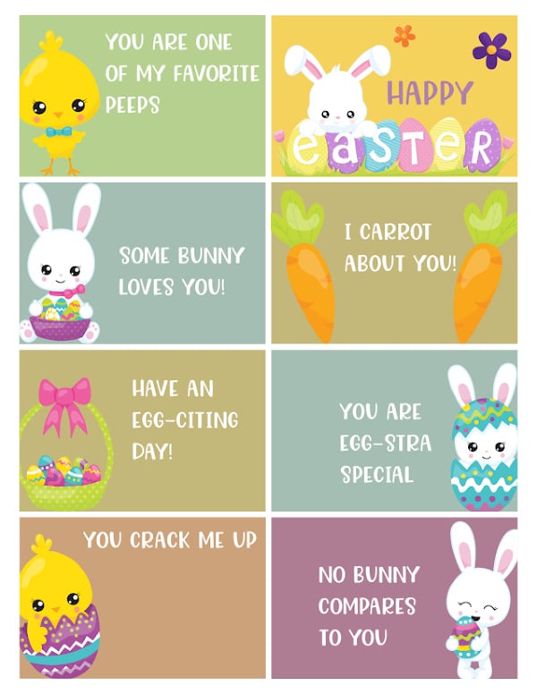 VIP Vault's Easter Lunchbox Notes: Delightful digital printables filled with pun-filled phrases like "You are egg-stra special" and "No bunny compares to you," featuring charming rabbits, chicks, eggs, and carrots to brighten up any Easter lunchbox.