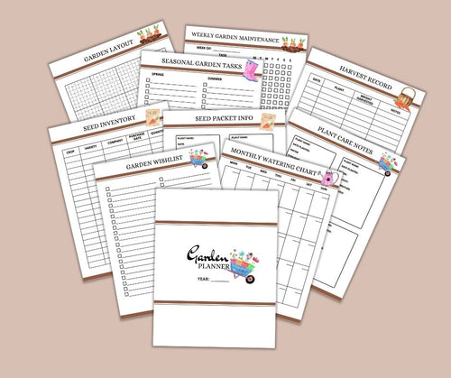 A printable Garden Planner by Wondermom Shop, perfect for organizing your outdoor space and helping you stay on top of your gardening tasks. This digital product features a variety of items to ensure that all aspects of your garden.