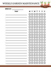 Load image into Gallery viewer, Printable weekly Garden Planner maintenance checklist from Wondermom Shop.
