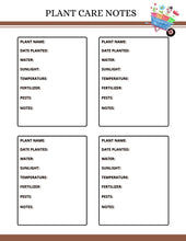 Load image into Gallery viewer, Printable Garden Planner care notes template from Wondermom Shop.
