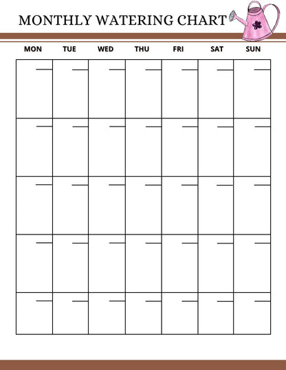 A printable monthly Garden Planner chart for garden planning by Wondermom Shop.