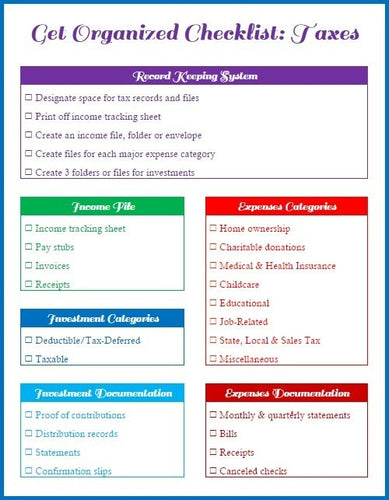Download VIP Vault's Get Organized Checklist for Your Taxes.