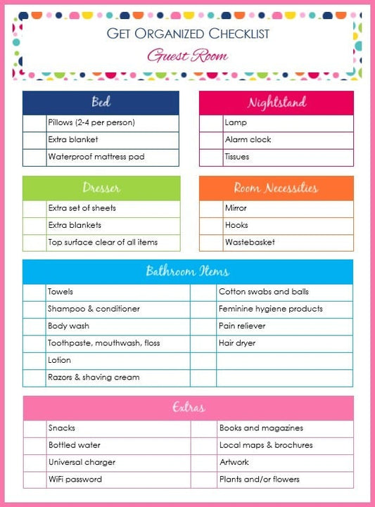 Get Organized Checklist for Your Guest Room