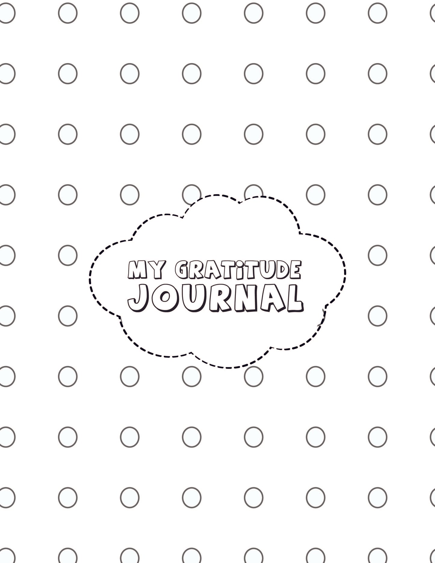 A vibrant cover page for the 'Gratitude Journal for Kids' from Wondermom Shop, adorned with a simple dotted pattern, perfect as a digital product for children.