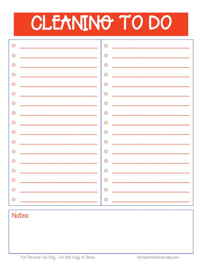 Printable Home Cleaning Planner from Wondermom Shop for organizing your cleaning schedule and spring cleaning checklists.
