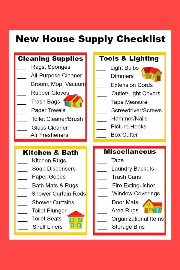VIP Vault New House Supplies Checklist printable.