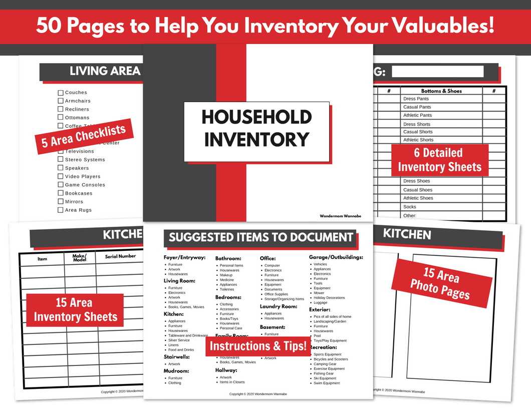 Household Inventory Workbook (Fillable PDF)