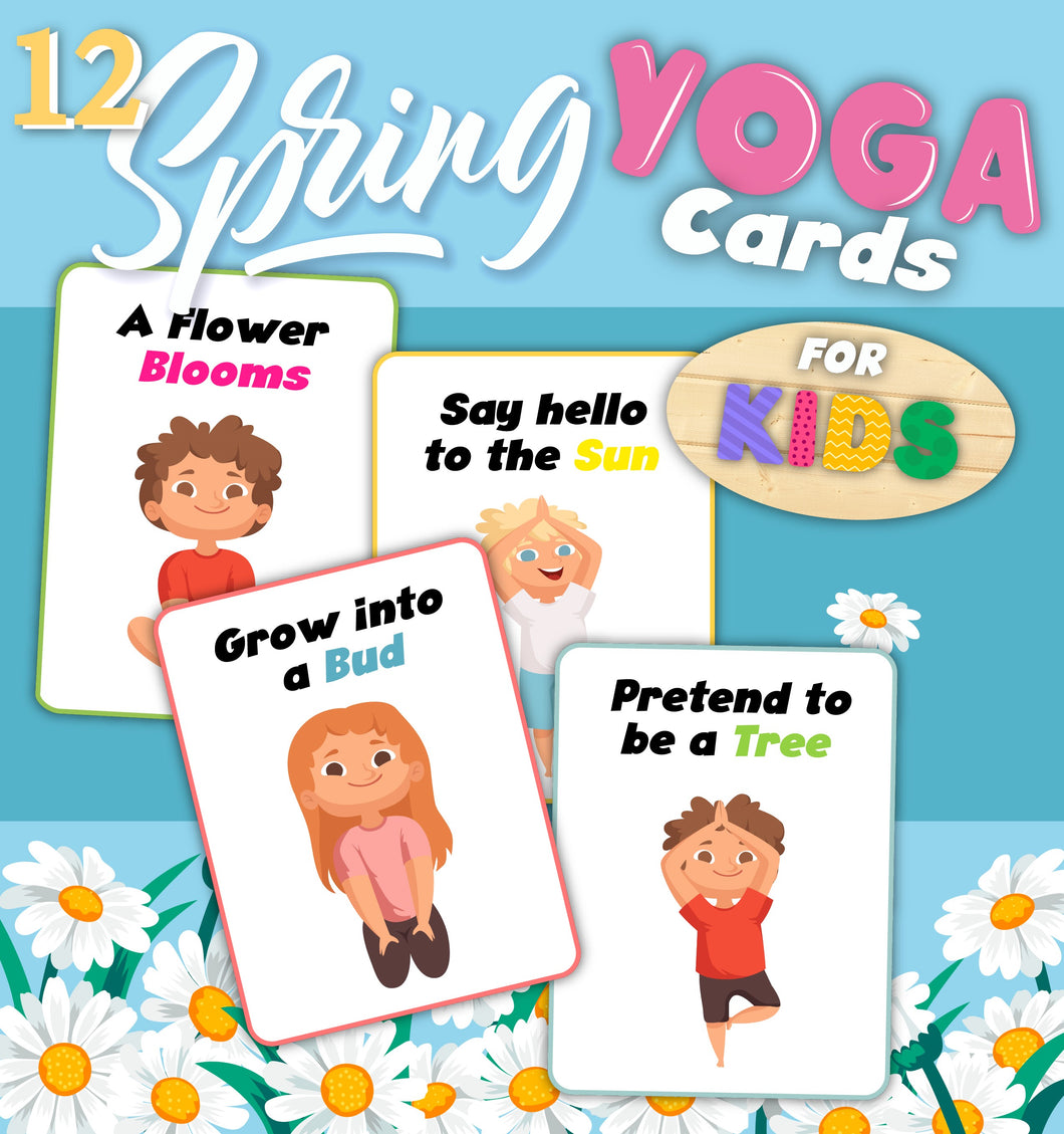12 VIP Vault Spring Themed Yoga Poses for Kids cards.