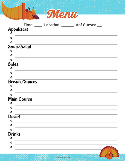 Wondermom Shop Thanksgiving planner template for kids.