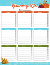Load image into Gallery viewer, A Wondermom Shop Thanksgiving Planner with pumpkins.
