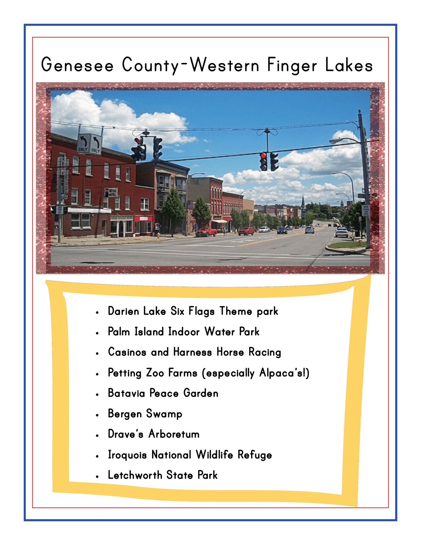 Discover the wonders of New York State with the "Upstate New York Travel Guide and Activity Kit for Kids" by Wondermom Shop. This travel guide for Genesee County-Western Finger Lakes highlights attractions in Upstate New York, featuring stunning street view photos and a list of must-see destinations such as theme parks, water parks, zoos, gardens, arboretums, and state parks. Perfect for family adventures!