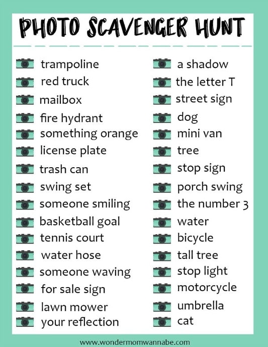 Printable VIP Vault photo scavenger hunt for kids.