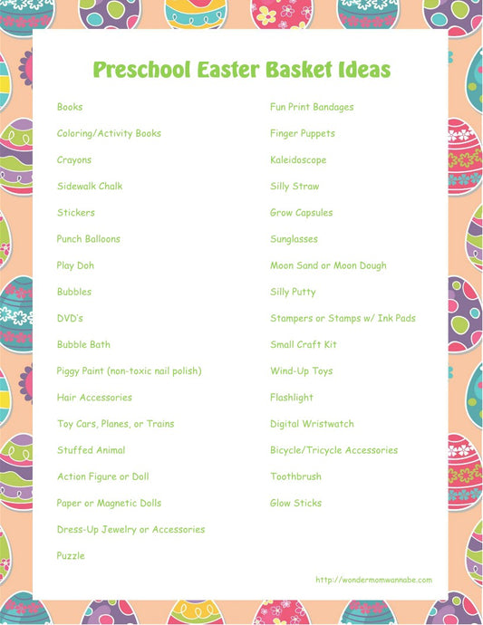 Discover VIP Vault's "Preschool Easter Basket Idea" against a backdrop of colorful eggs. Explore creative fillers and find links to printable options sure to delight the little ones!.