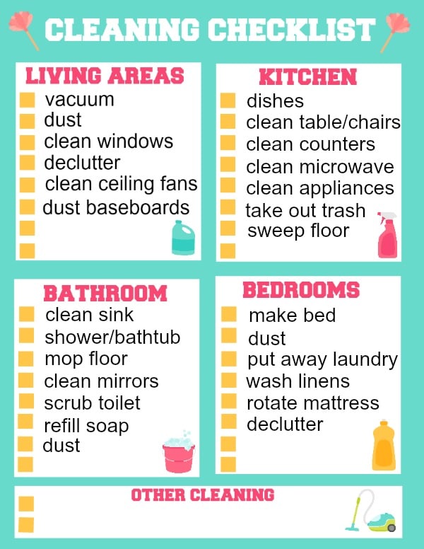 A VIP Vault Household Chores Checklist for a home.