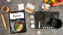 Load image into Gallery viewer, A Ramen College Cookbook tablet packed with delicious ramen recipes by Wondermom Wannabe.
