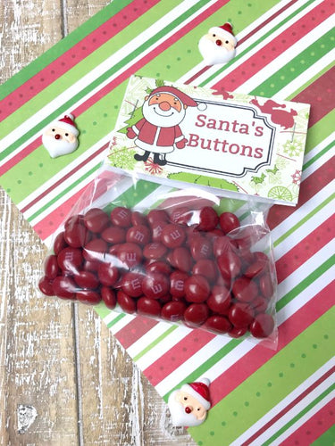 VIP Vault's Santa's Buttons printable treat bag topper for kids of all ages, featuring Santa’s Buttons Treat Bags.
