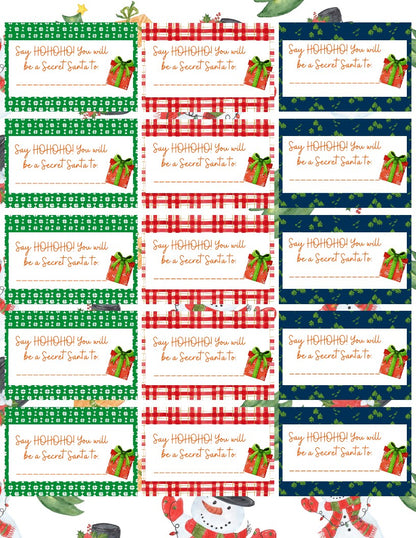 Printable Secret Santa Sheets gift tags by VIP Vault.