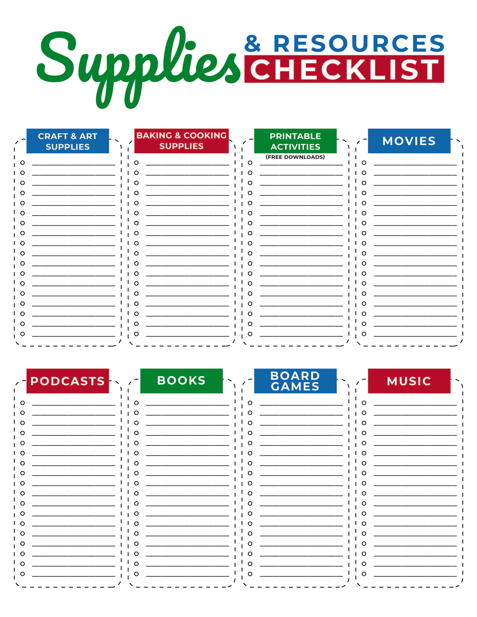 Printable Summer Camp Planner and resources checklist for an at-home summer camp from Wondermom Shop.