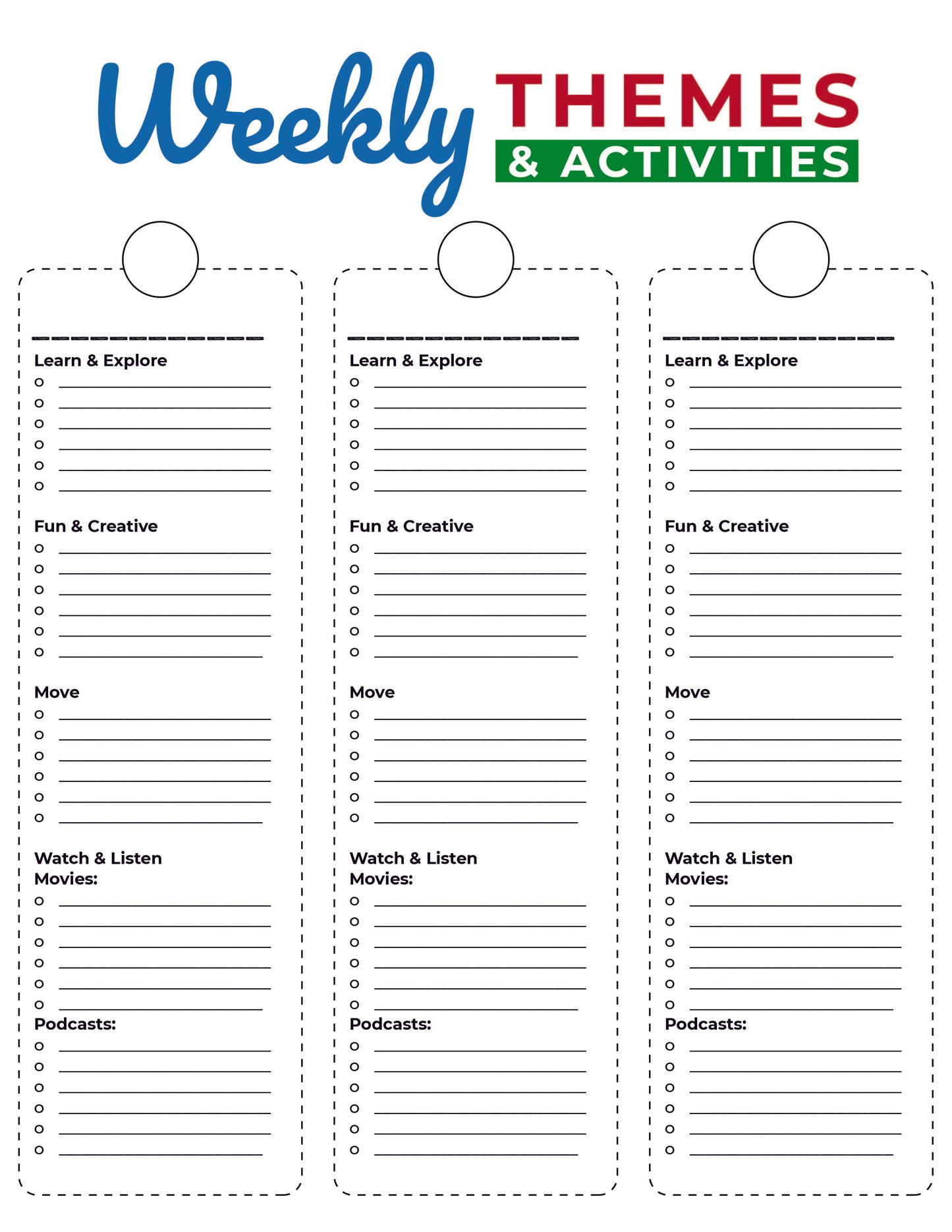 Printable Summer Camp Planner from Wondermom Shop for at-home summer camp activities.