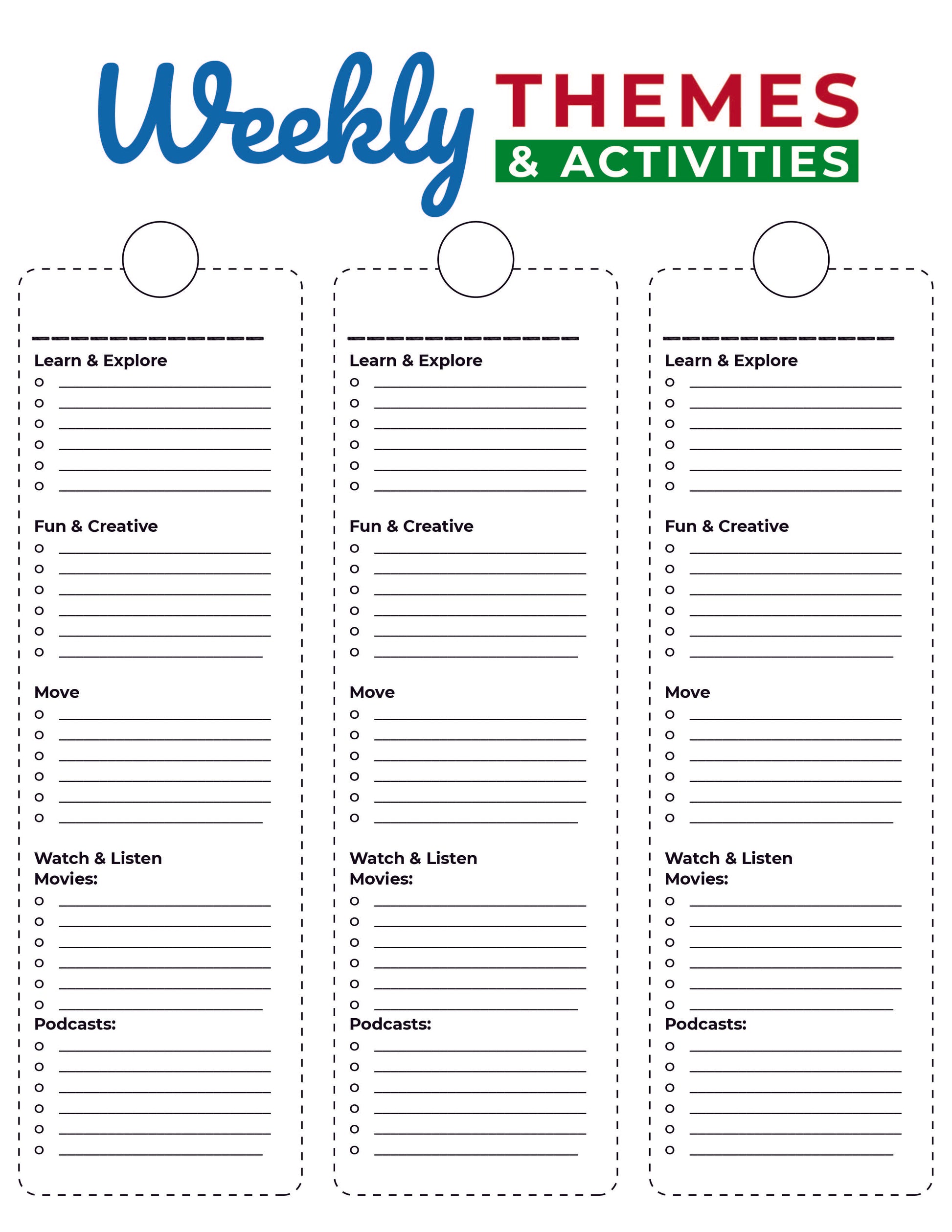 Printable Summer Camp Planner from Wondermom Shop for at-home summer camp activities.