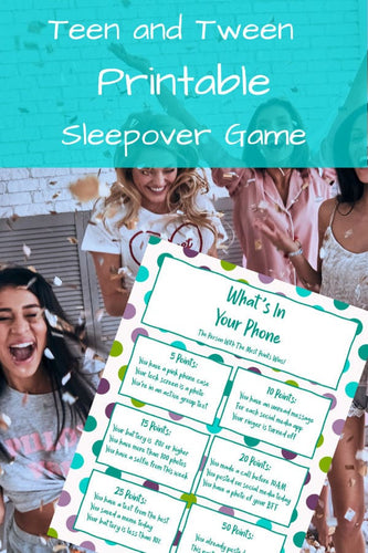 Teen and tween VIP Vault printable sleepover game: What’s In Your Phone Game.